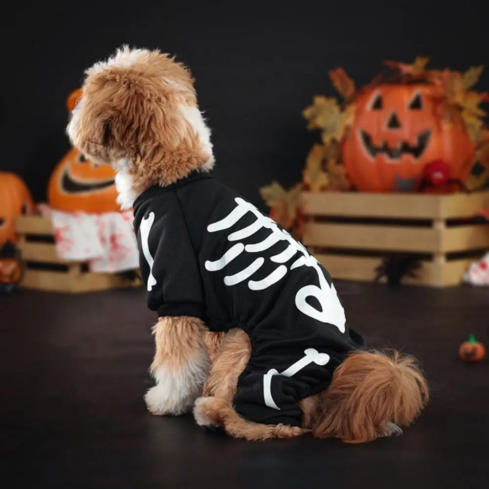 Glow-in-the-Dark Skeleton Halloween Pet Hoodie