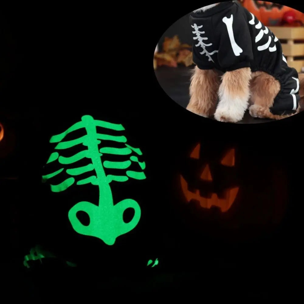 Glow-in-the-Dark Skeleton Halloween Pet Hoodie