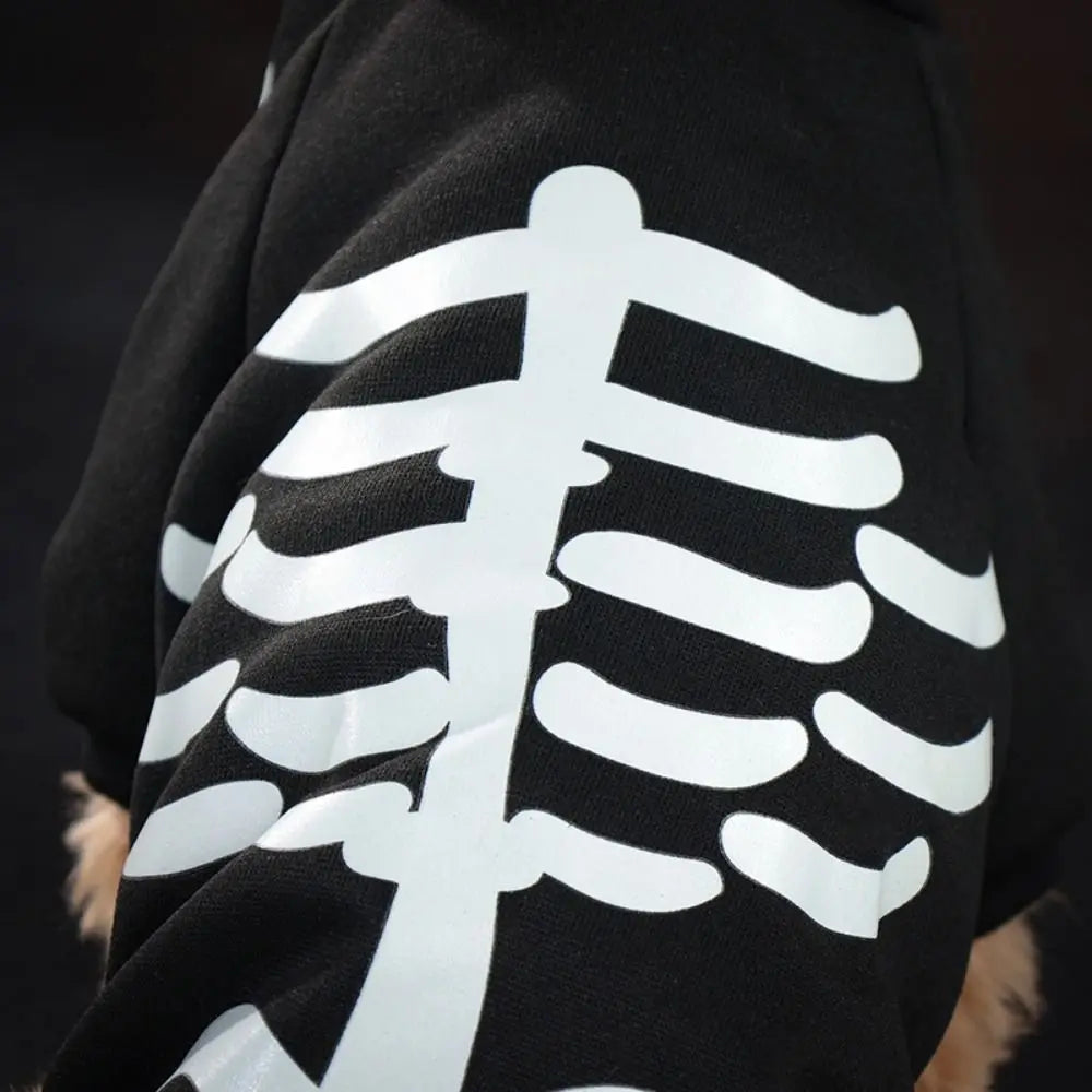 Glow-in-the-Dark Skeleton Halloween Pet Hoodie