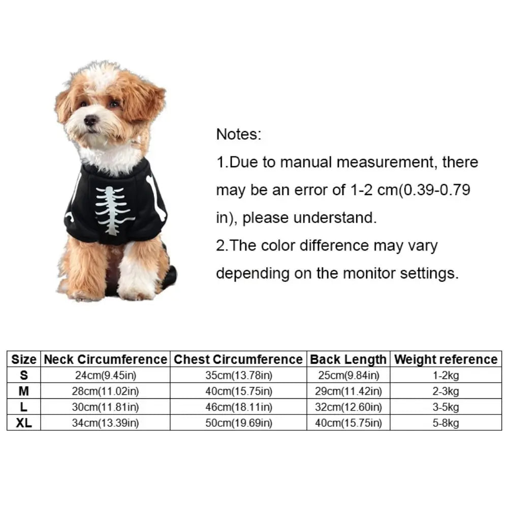 Glow-in-the-Dark Skeleton Halloween Pet Hoodie