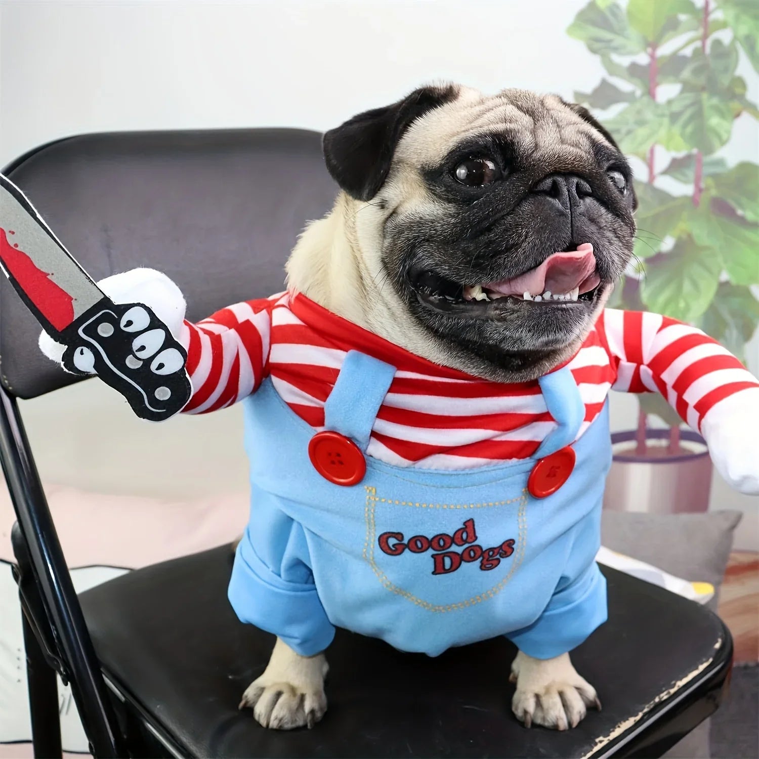 Bloody Doll Halloween Dog Costume & Wig